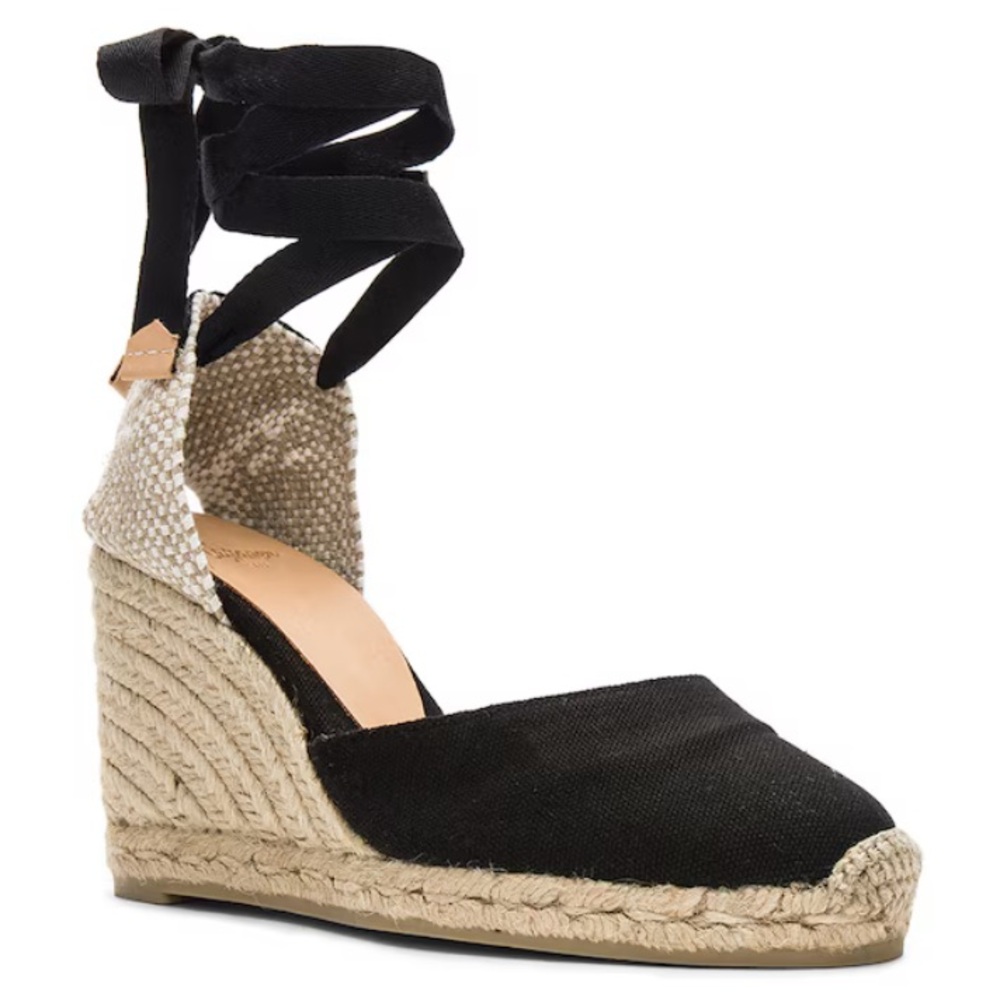 Castaner Black and Tan Wedge Espadrilles